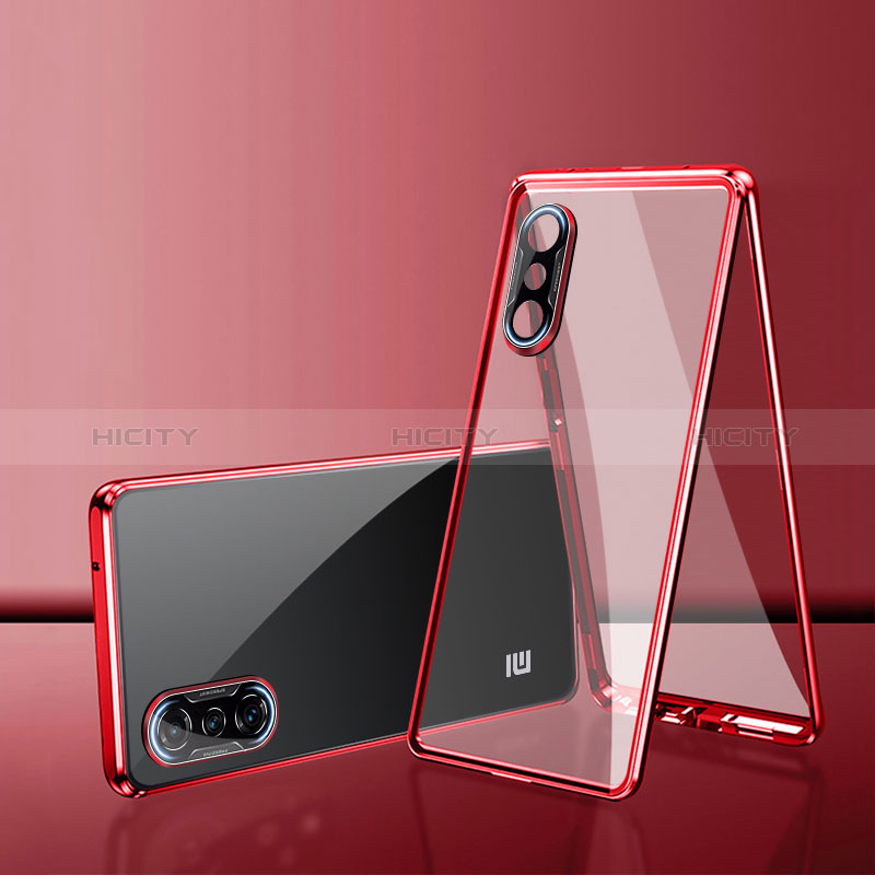 Custodia Lusso Alluminio Laterale Specchio 360 Gradi Cover P02 per Xiaomi Poco F3 GT 5G Rosso