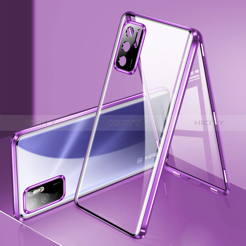 Custodia Lusso Alluminio Laterale Specchio 360 Gradi Cover P02 per Xiaomi POCO M3 Pro 5G Viola