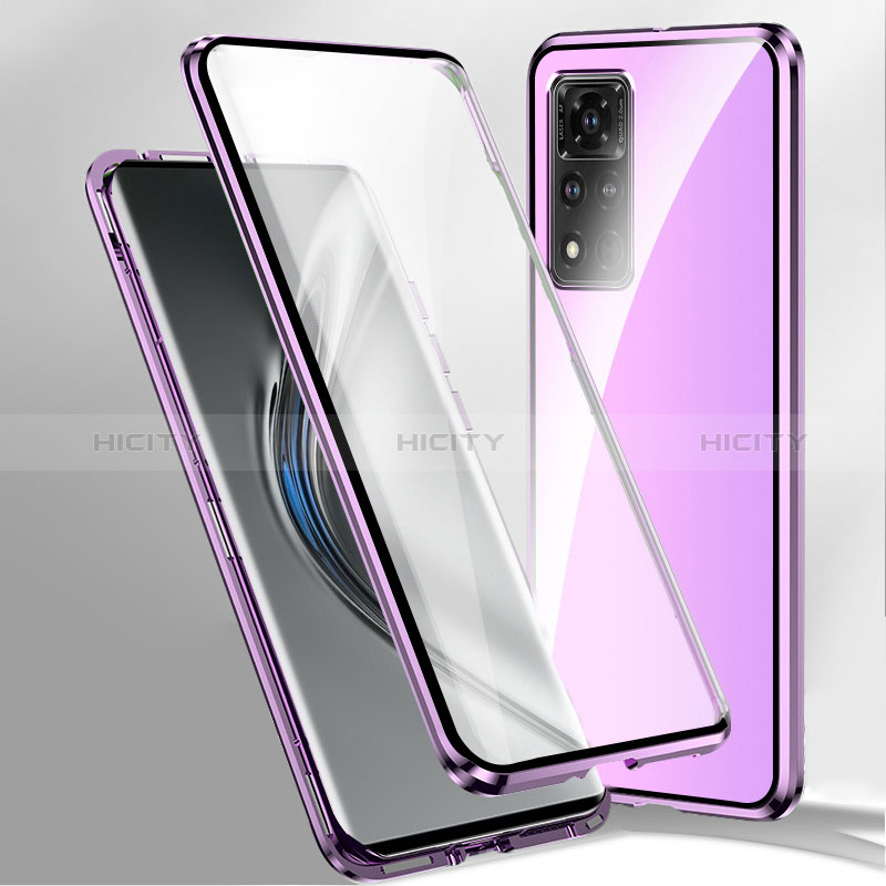 Custodia Lusso Alluminio Laterale Specchio 360 Gradi Cover P02 per Xiaomi Poco X4 NFC Viola