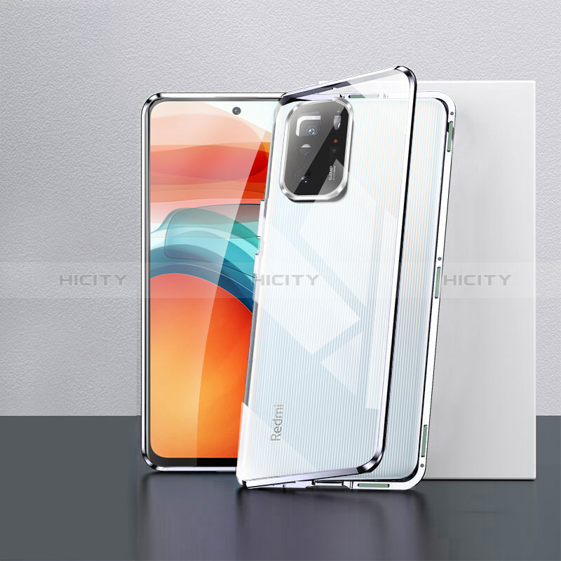 Custodia Lusso Alluminio Laterale Specchio 360 Gradi Cover P02 per Xiaomi Redmi Note 10 Pro 5G