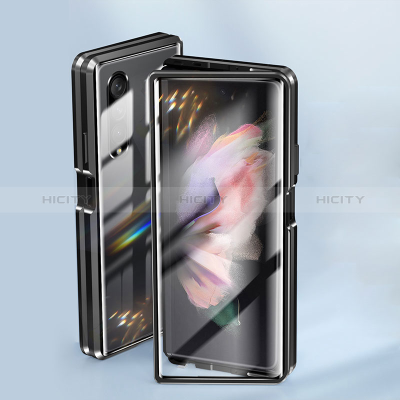 Custodia Lusso Alluminio Laterale Specchio 360 Gradi Cover P03 per Samsung Galaxy Z Fold3 5G