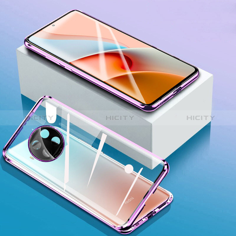 Custodia Lusso Alluminio Laterale Specchio 360 Gradi Cover P03 per Xiaomi Mi 10i 5G Viola