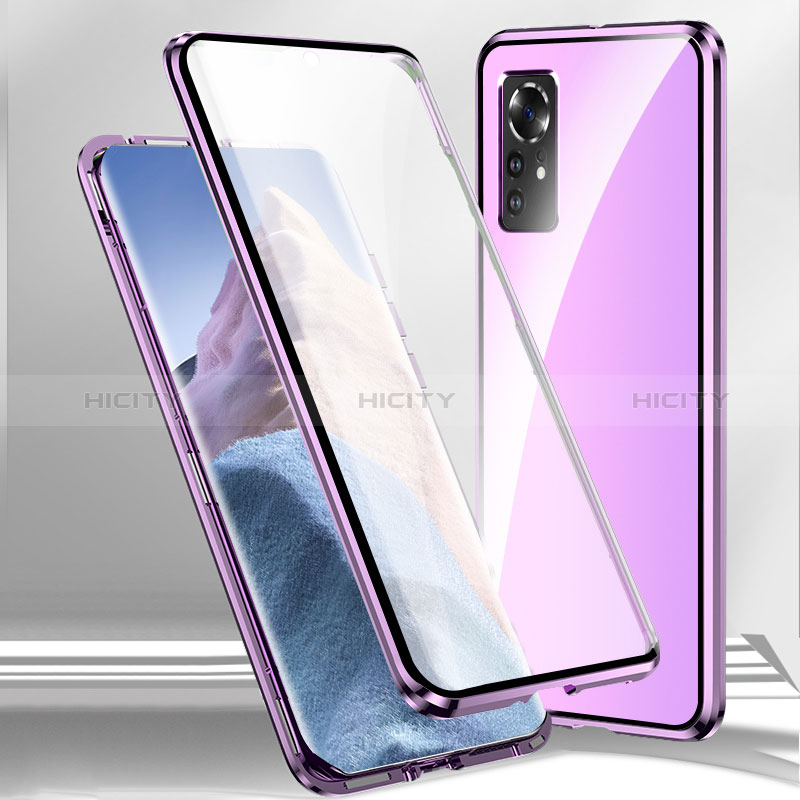 Custodia Lusso Alluminio Laterale Specchio 360 Gradi Cover P03 per Xiaomi Redmi Note 12S Viola