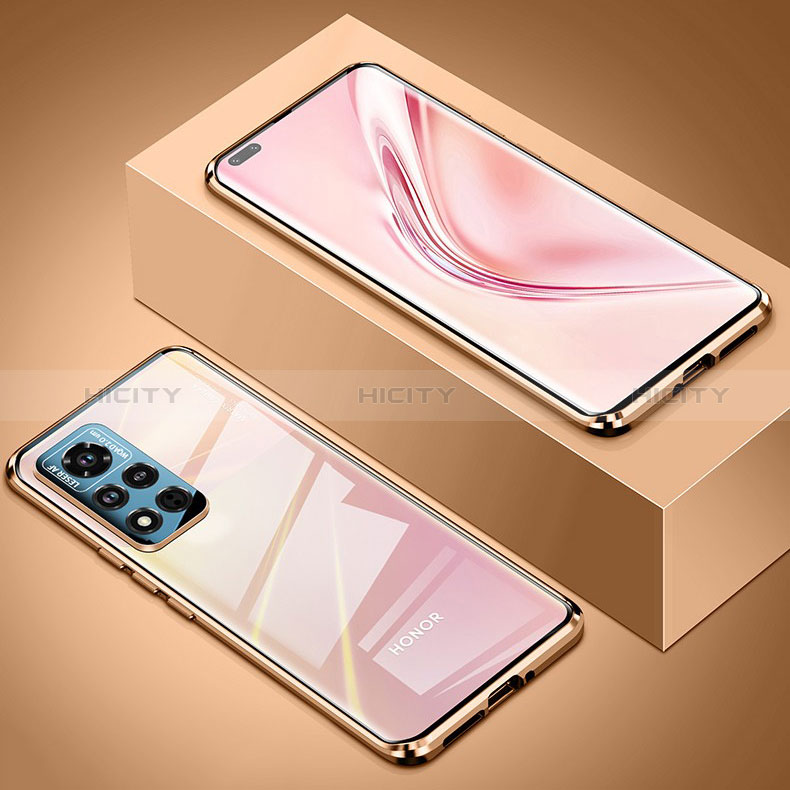 Custodia Lusso Alluminio Laterale Specchio 360 Gradi Cover P05 per Huawei Honor V40 5G