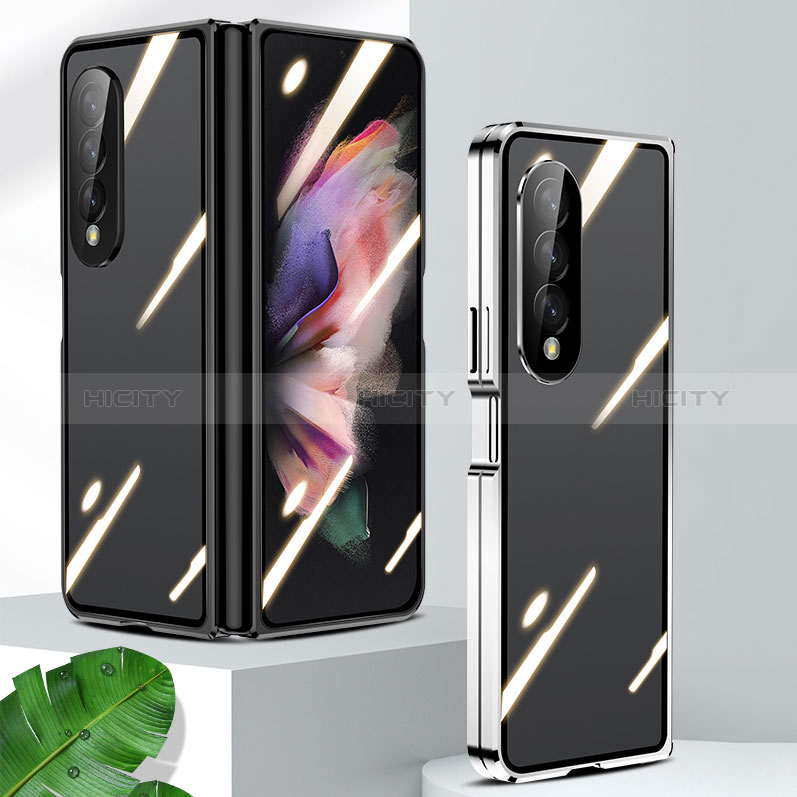 Custodia Lusso Alluminio Laterale Specchio 360 Gradi Cover P05 per Samsung Galaxy Z Fold3 5G