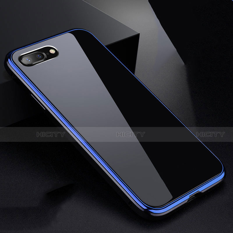 Custodia Lusso Alluminio Laterale Specchio 360 Gradi Cover per Apple iPhone 7 Plus Blu