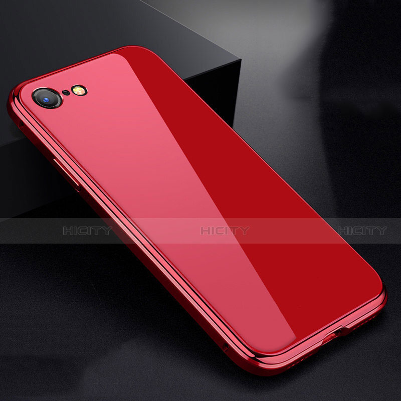 Custodia Lusso Alluminio Laterale Specchio 360 Gradi Cover per Apple iPhone SE (2020) Rosso