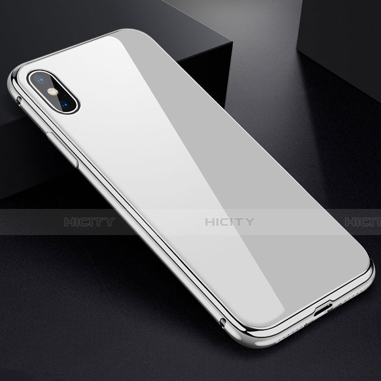 Custodia Lusso Alluminio Laterale Specchio 360 Gradi Cover per Apple iPhone Xs Max Bianco