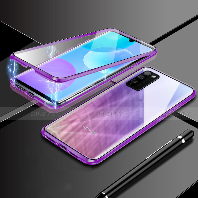 Custodia Lusso Alluminio Laterale Specchio 360 Gradi Cover per Huawei Honor 30 Lite 5G Viola