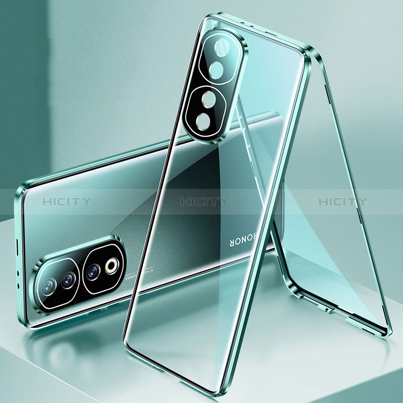 Custodia Lusso Alluminio Laterale Specchio 360 Gradi Cover per Huawei Honor 90 Pro 5G Verde