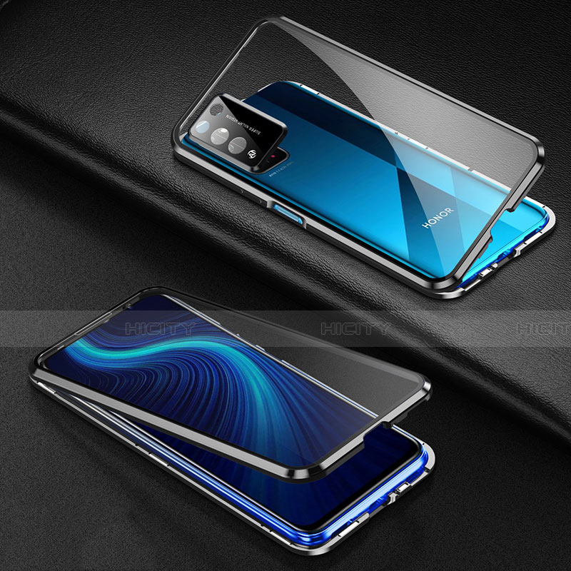 Custodia Lusso Alluminio Laterale Specchio 360 Gradi Cover per Huawei Honor X10 5G Nero