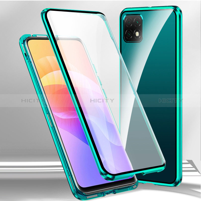 Custodia Lusso Alluminio Laterale Specchio 360 Gradi Cover per Huawei Honor X30i Verde