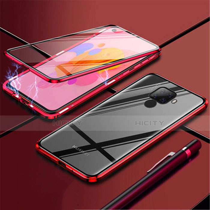 Custodia Lusso Alluminio Laterale Specchio 360 Gradi Cover per Huawei Mate 30 Lite Rosso