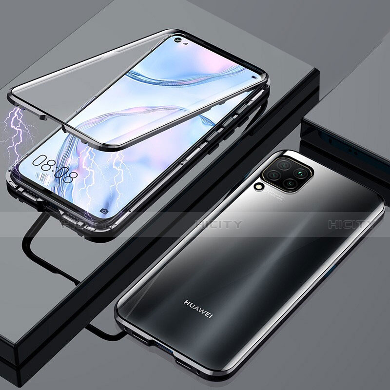 Custodia Lusso Alluminio Laterale Specchio 360 Gradi Cover per Huawei Nova 6 SE Nero