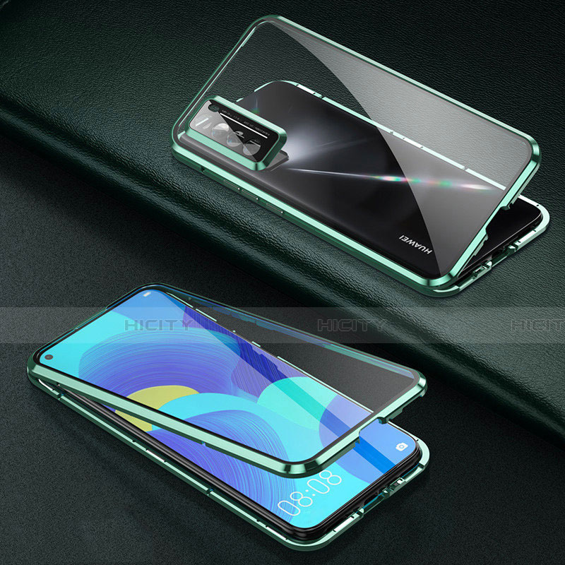 Custodia Lusso Alluminio Laterale Specchio 360 Gradi Cover per Huawei Nova 7 5G Verde