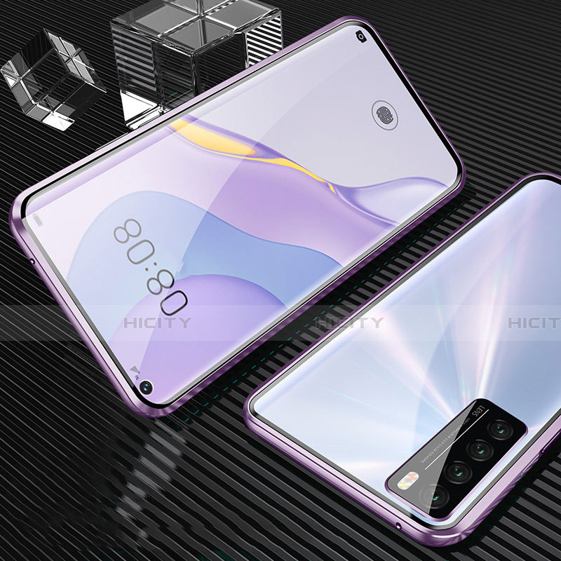 Custodia Lusso Alluminio Laterale Specchio 360 Gradi Cover per Huawei Nova 7 Pro 5G Viola