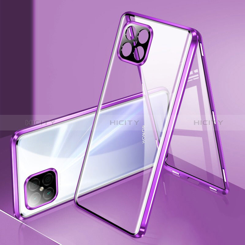 Custodia Lusso Alluminio Laterale Specchio 360 Gradi Cover per Huawei Nova 8 SE 4G Viola