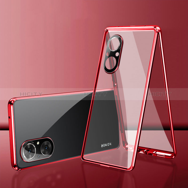 Custodia Lusso Alluminio Laterale Specchio 360 Gradi Cover per Huawei Nova 9 SE Rosso