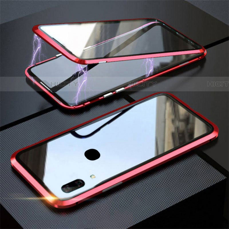 Custodia Lusso Alluminio Laterale Specchio 360 Gradi Cover per Huawei P Smart Z Rosso