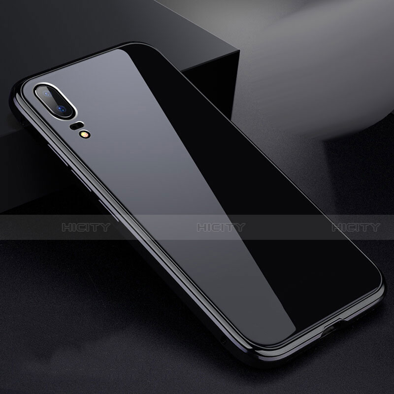 Custodia Lusso Alluminio Laterale Specchio 360 Gradi Cover per Huawei P20 Nero