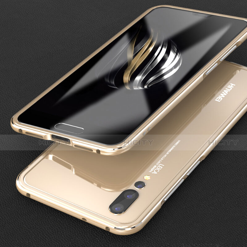 Custodia Lusso Alluminio Laterale Specchio 360 Gradi Cover per Huawei P20 Pro