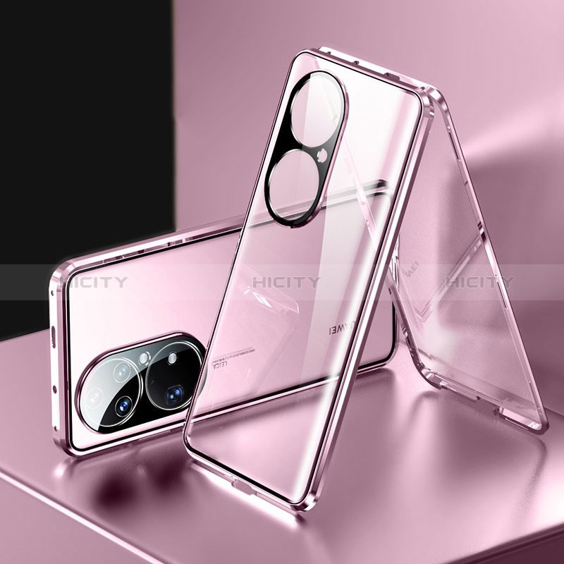 Custodia Lusso Alluminio Laterale Specchio 360 Gradi Cover per Huawei P50 Pro