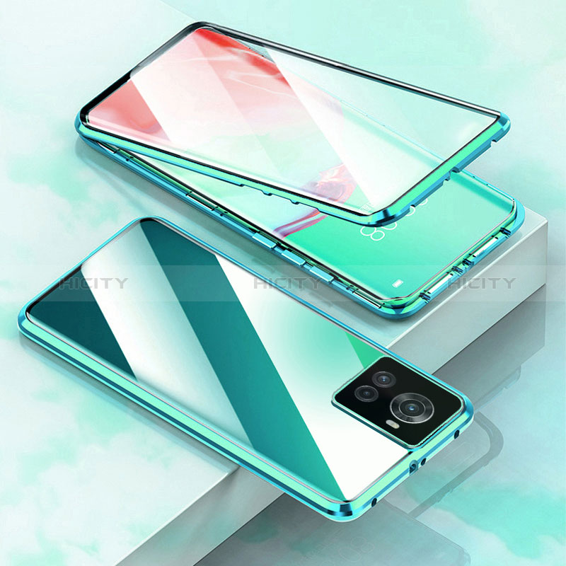 Custodia Lusso Alluminio Laterale Specchio 360 Gradi Cover per OnePlus 10R 5G Verde