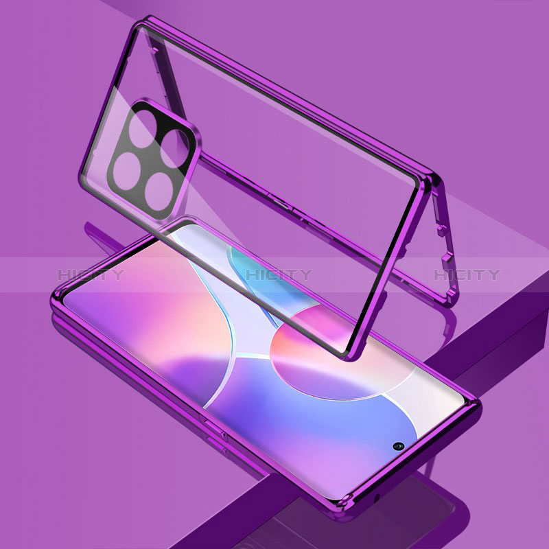 Custodia Lusso Alluminio Laterale Specchio 360 Gradi Cover per OnePlus 10T 5G Viola