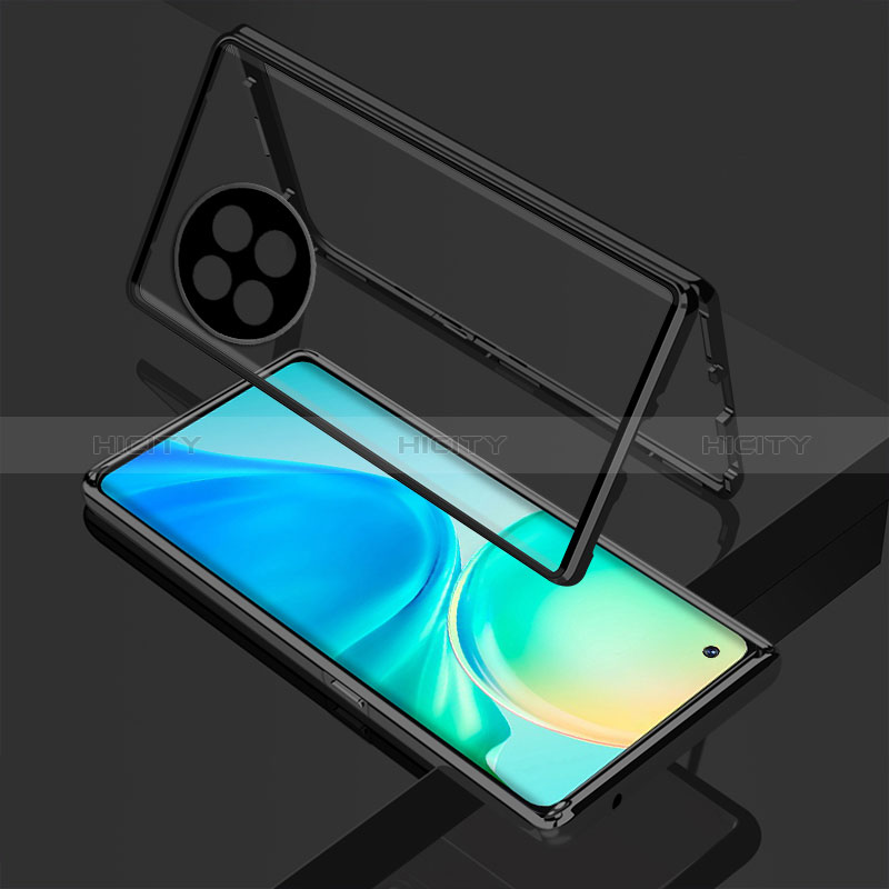 Custodia Lusso Alluminio Laterale Specchio 360 Gradi Cover P01 per OnePlus  11R 5G Argento