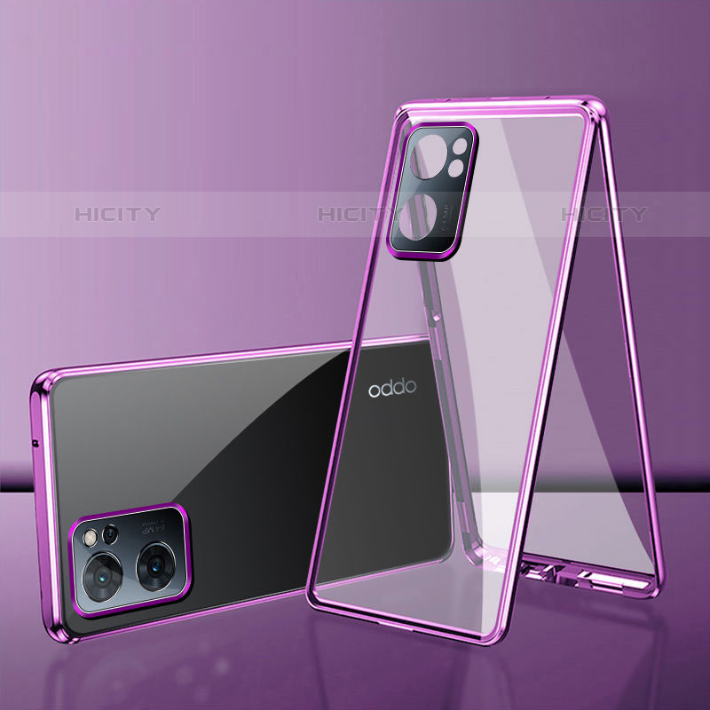 Custodia Lusso Alluminio Laterale Specchio 360 Gradi Cover per OnePlus Nord N300 5G Viola