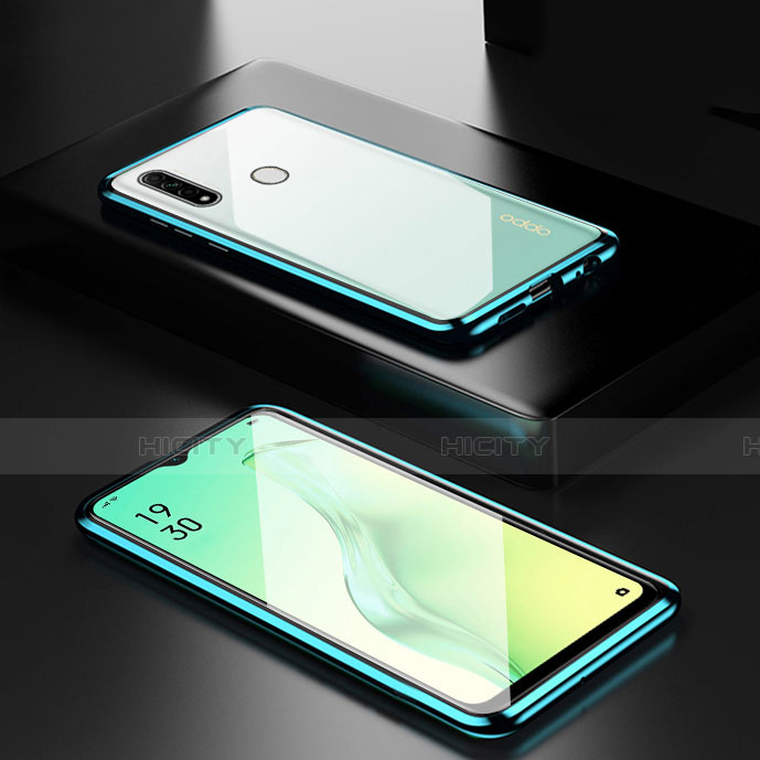 Custodia Lusso Alluminio Laterale Specchio 360 Gradi Cover per Oppo A31 Verde