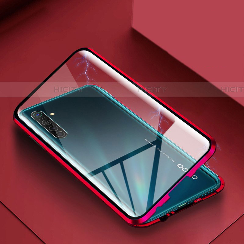 Custodia Lusso Alluminio Laterale Specchio 360 Gradi Cover per Oppo K5 Rosso