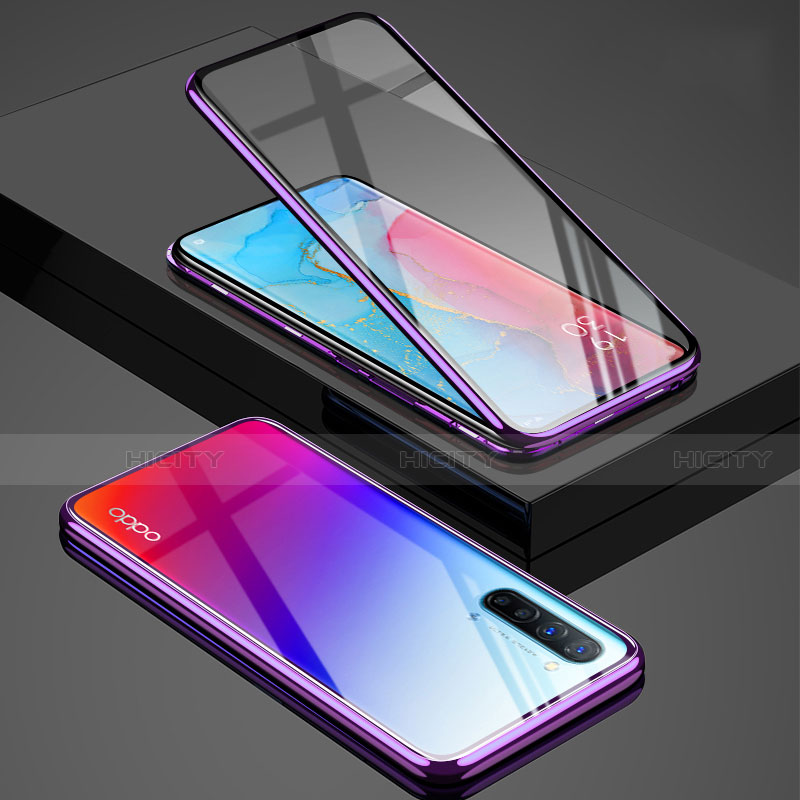 Custodia Lusso Alluminio Laterale Specchio 360 Gradi Cover per Oppo K7 5G Viola