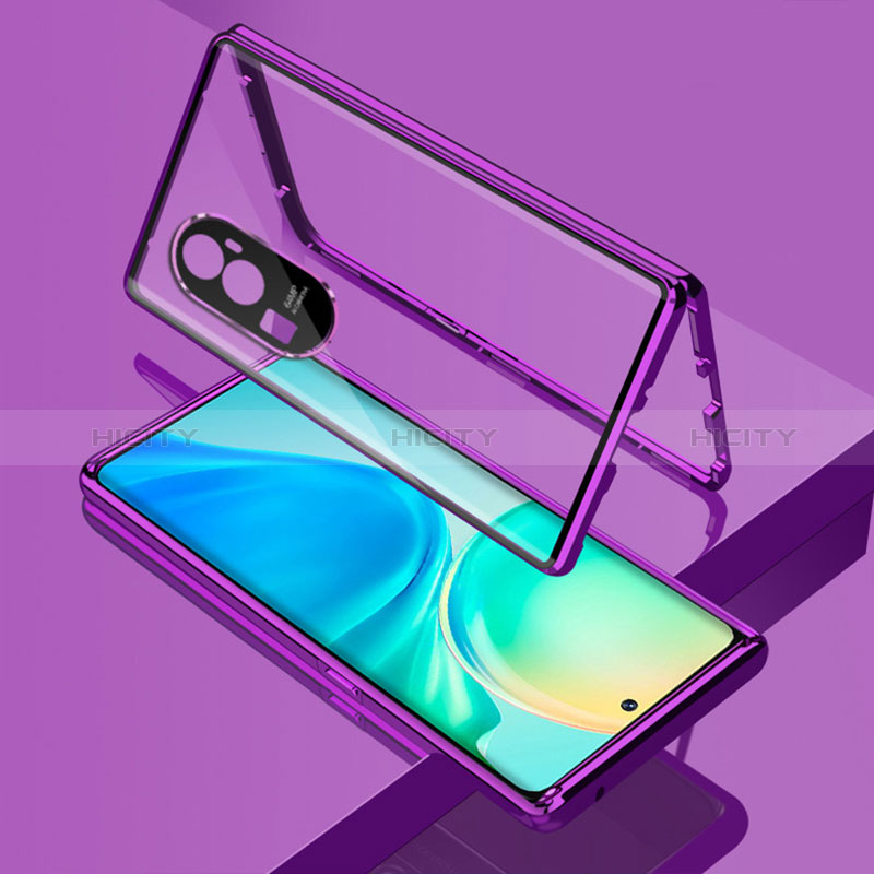 Custodia Lusso Alluminio Laterale Specchio 360 Gradi Cover per Oppo Reno10 Pro+ Plus 5G