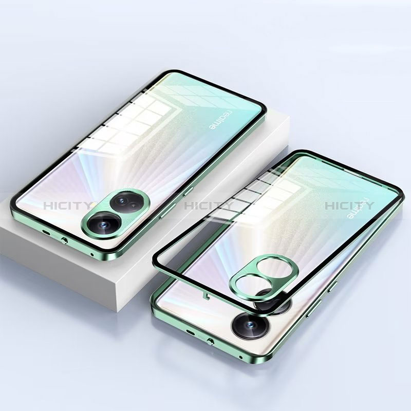 Custodia Lusso Alluminio Laterale Specchio 360 Gradi Cover per Realme 10 Pro+ Plus 5G Verde