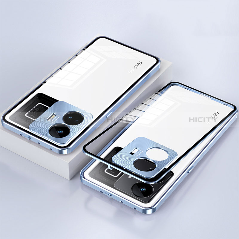 Custodia Lusso Alluminio Laterale Specchio 360 Gradi Cover per Realme GT Neo6 5G Blu