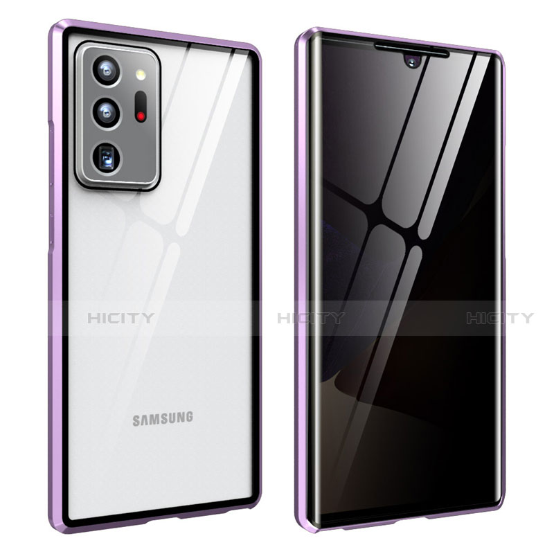 Custodia Lusso Alluminio Laterale Specchio 360 Gradi Cover per Samsung Galaxy Note 20 Ultra 5G Viola