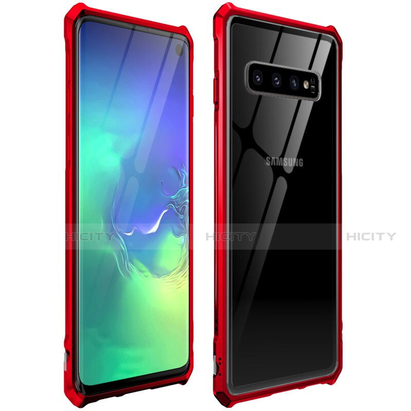 Custodia Lusso Alluminio Laterale Specchio 360 Gradi Cover per Samsung Galaxy S10 5G Rosso