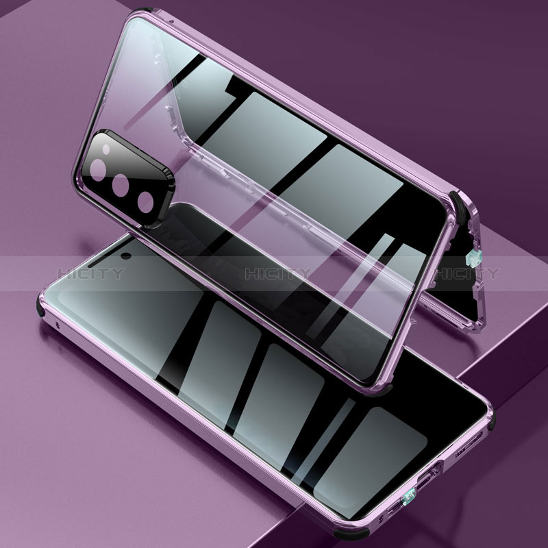 Custodia Lusso Alluminio Laterale Specchio 360 Gradi Cover per Samsung Galaxy S20 FE 4G Viola