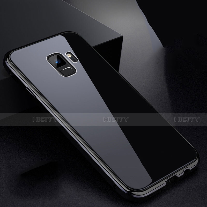 Custodia Lusso Alluminio Laterale Specchio 360 Gradi Cover per Samsung Galaxy S9 Nero