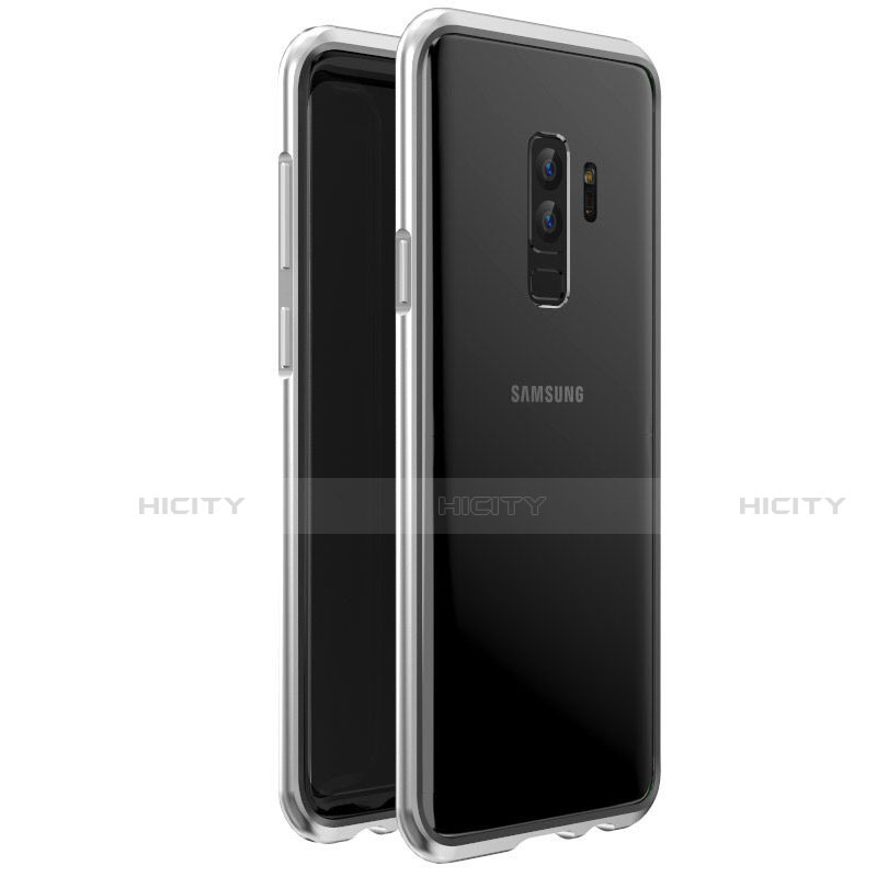 Custodia Lusso Alluminio Laterale Specchio 360 Gradi Cover per Samsung Galaxy S9 Plus Argento