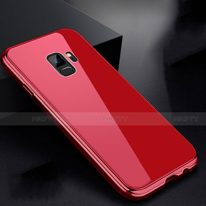 Custodia Lusso Alluminio Laterale Specchio 360 Gradi Cover per Samsung Galaxy S9 Rosso