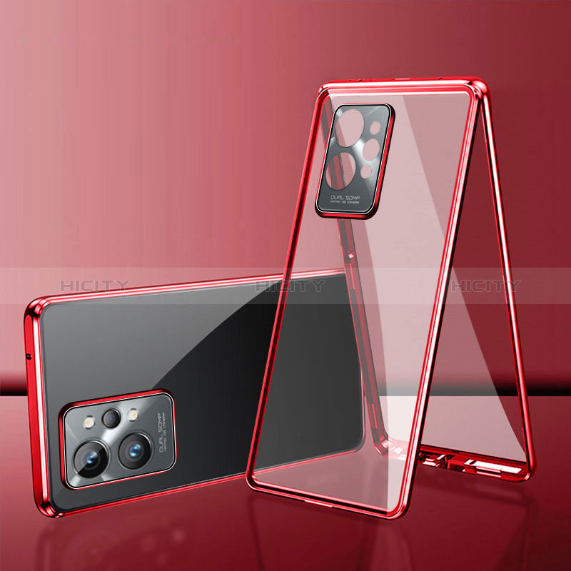 Custodia Lusso Alluminio Laterale Specchio 360 Gradi Cover per Vivo Y30 5G Rosso