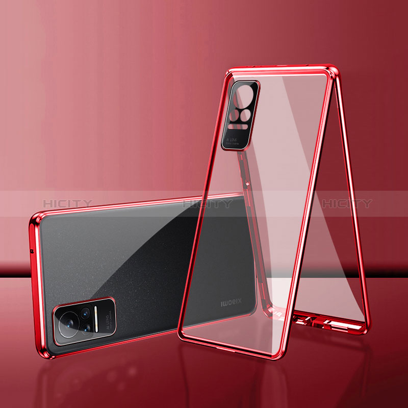 Custodia Lusso Alluminio Laterale Specchio 360 Gradi Cover per Xiaomi Civi 1S 5G Rosso