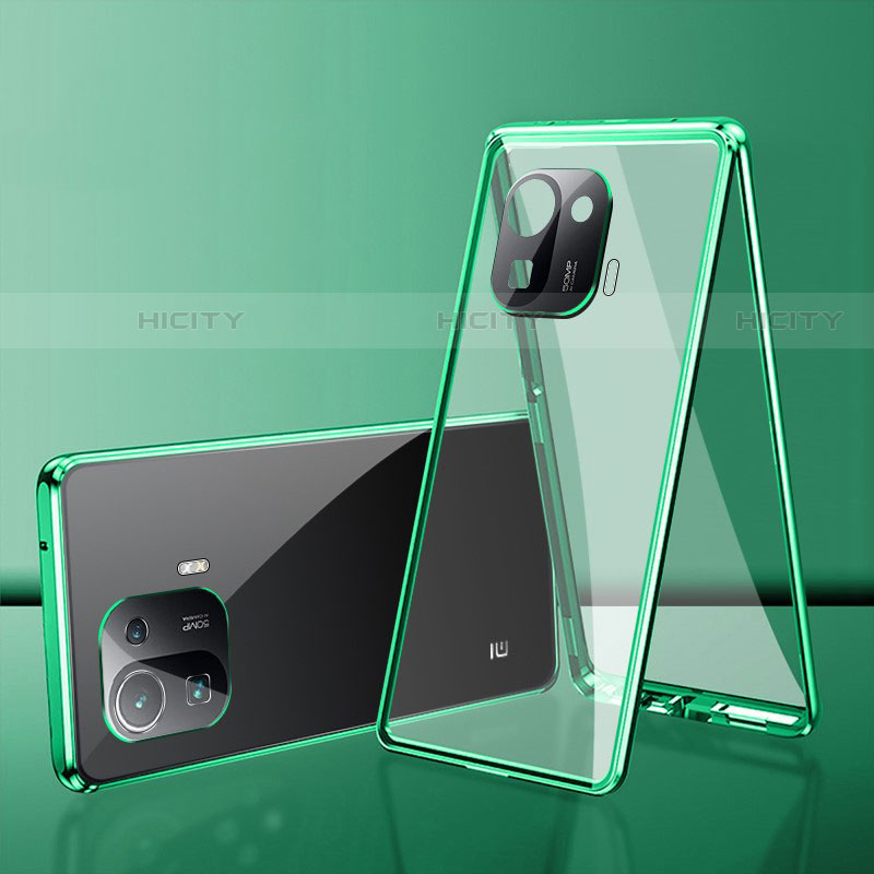 Custodia Lusso Alluminio Laterale Specchio 360 Gradi Cover per Xiaomi Mi 11 Pro 5G Verde