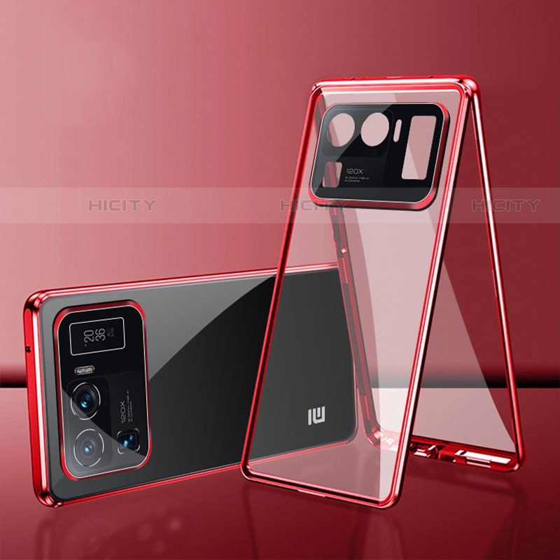 Custodia Lusso Alluminio Laterale Specchio 360 Gradi Cover per Xiaomi Mi 11 Ultra 5G Rosso