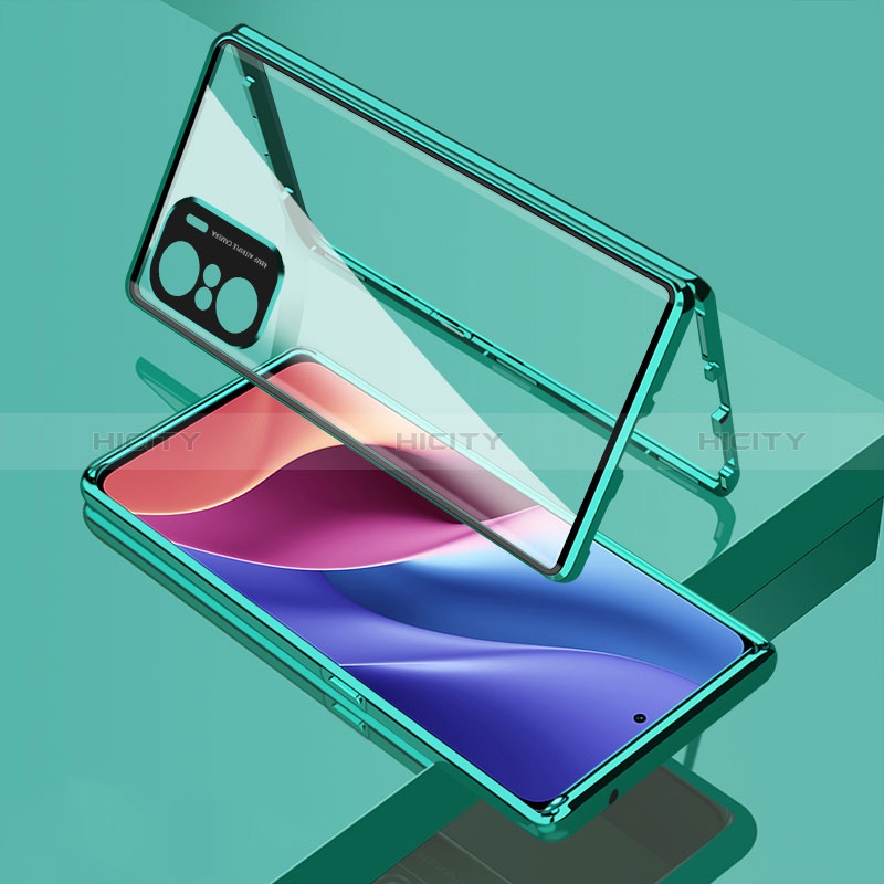 Custodia Lusso Alluminio Laterale Specchio 360 Gradi Cover per Xiaomi Mi 11i 5G Verde