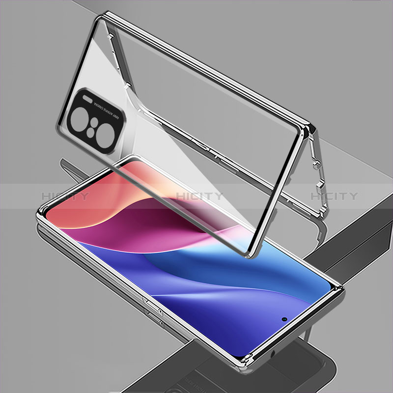 Custodia Lusso Alluminio Laterale Specchio 360 Gradi Cover per Xiaomi Mi 11X Pro 5G Argento