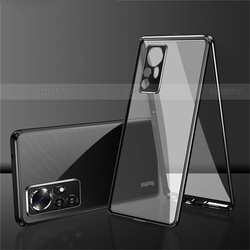 Custodia Lusso Alluminio Laterale Specchio 360 Gradi Cover per Xiaomi Mi 12 Pro 5G Nero