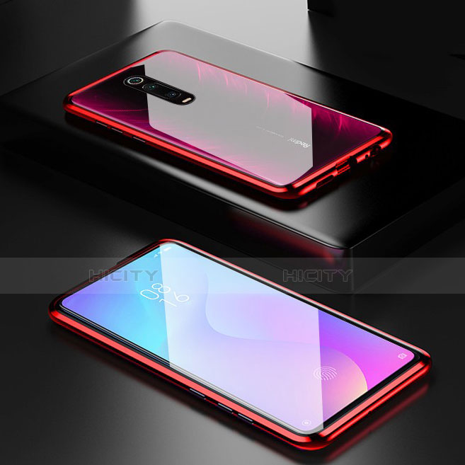 Custodia Lusso Alluminio Laterale Specchio 360 Gradi Cover per Xiaomi Mi 9T Pro Rosso